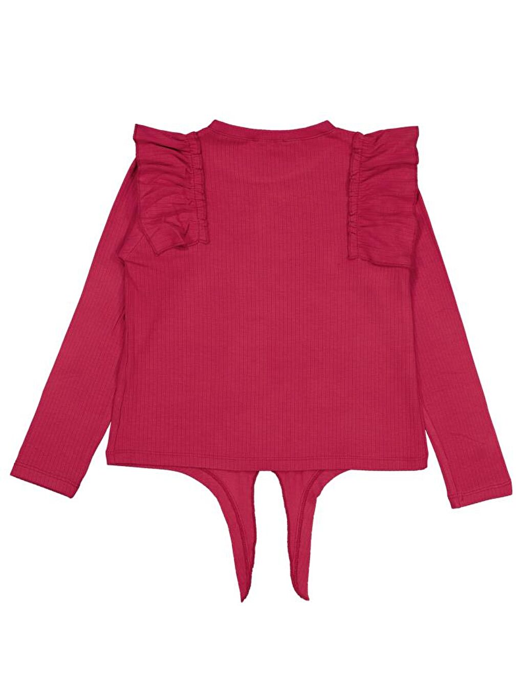 Girls Omuz Fırfırlı 6-9 Yaş Sweatshirt - Kırmızı 8-9 Yaş-1