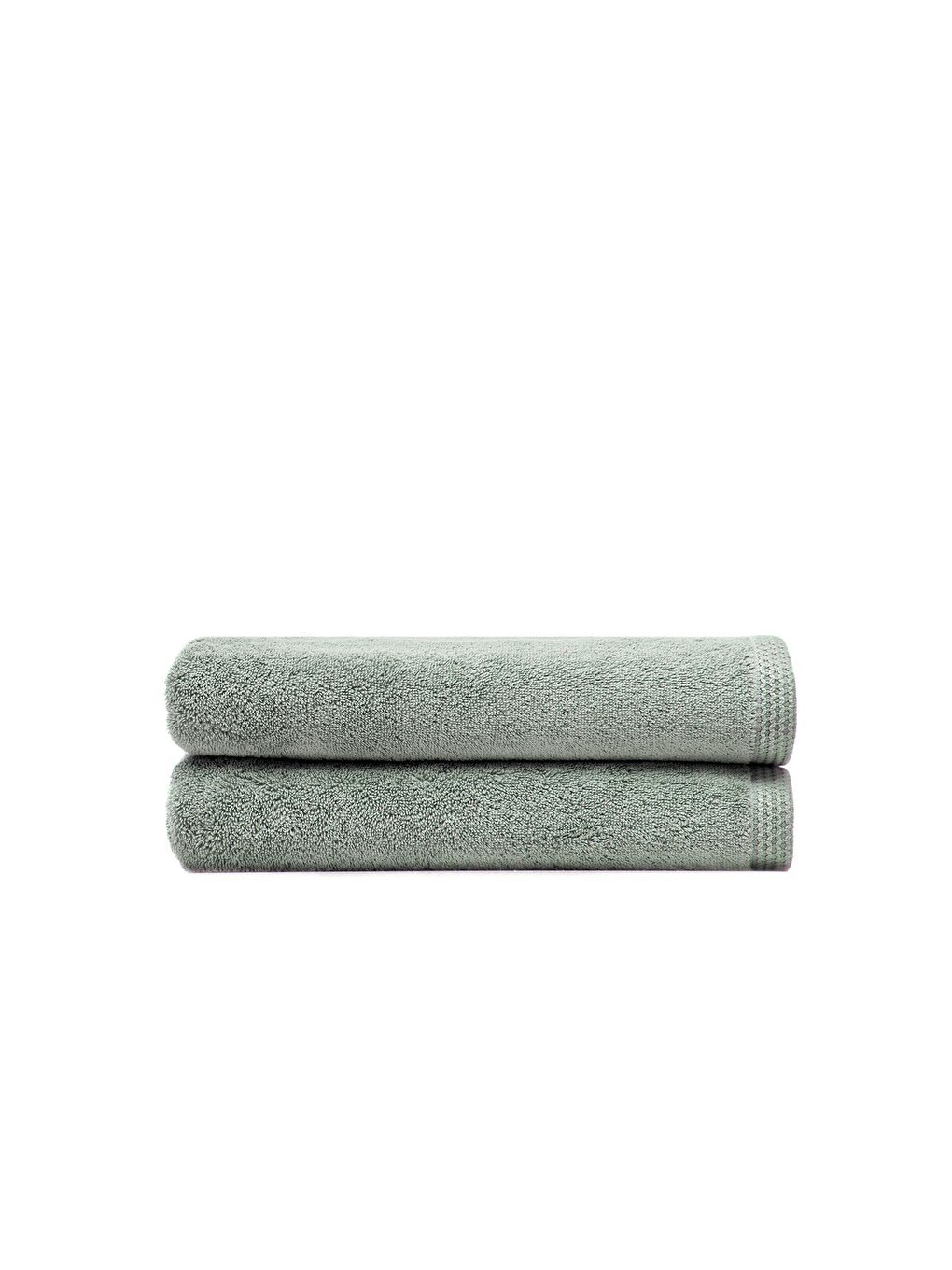 Pure Cotton 2'li El Yüz Havlusu Seti %100 Organik Pamuk Kelebek Bordürlü Nakışlı Yeşil 50x90 Cm-2