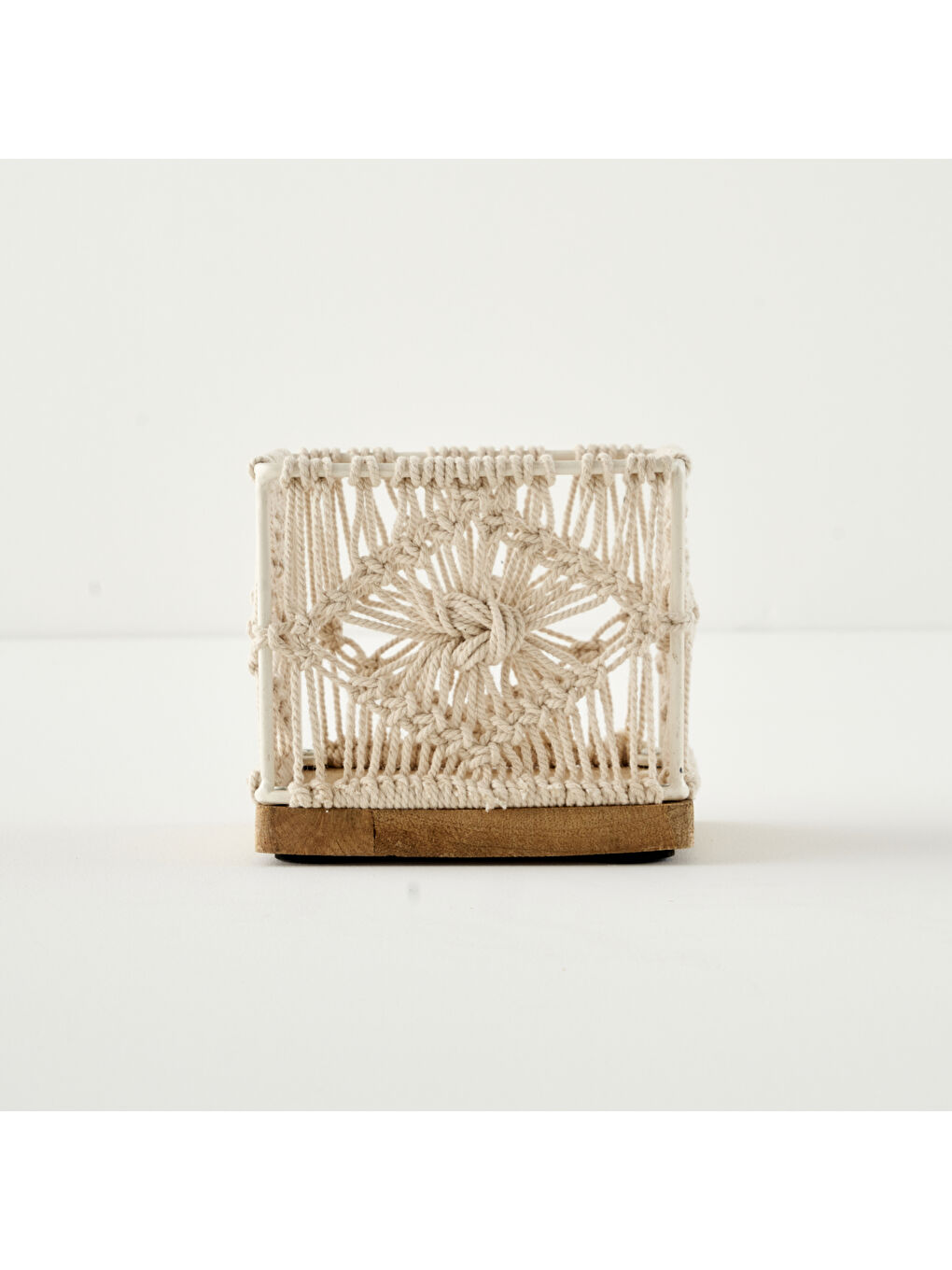 Ekru Sierra Dekoratif Makrome Sepet Krem (13x13x12 cm)