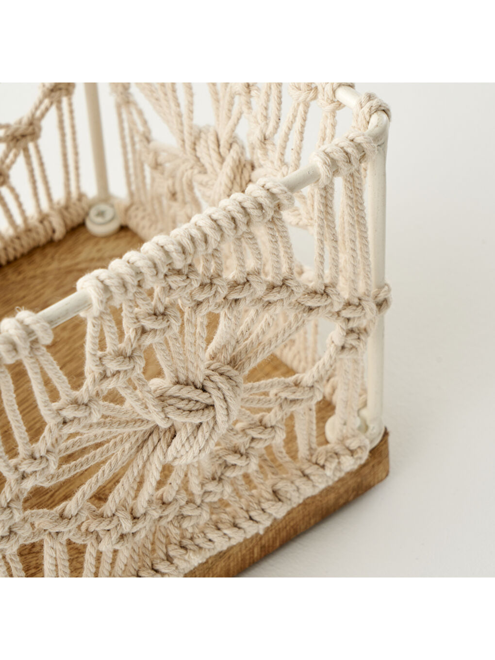 Ekru Sierra Dekoratif Makrome Sepet Krem (13x13x12 cm)-1