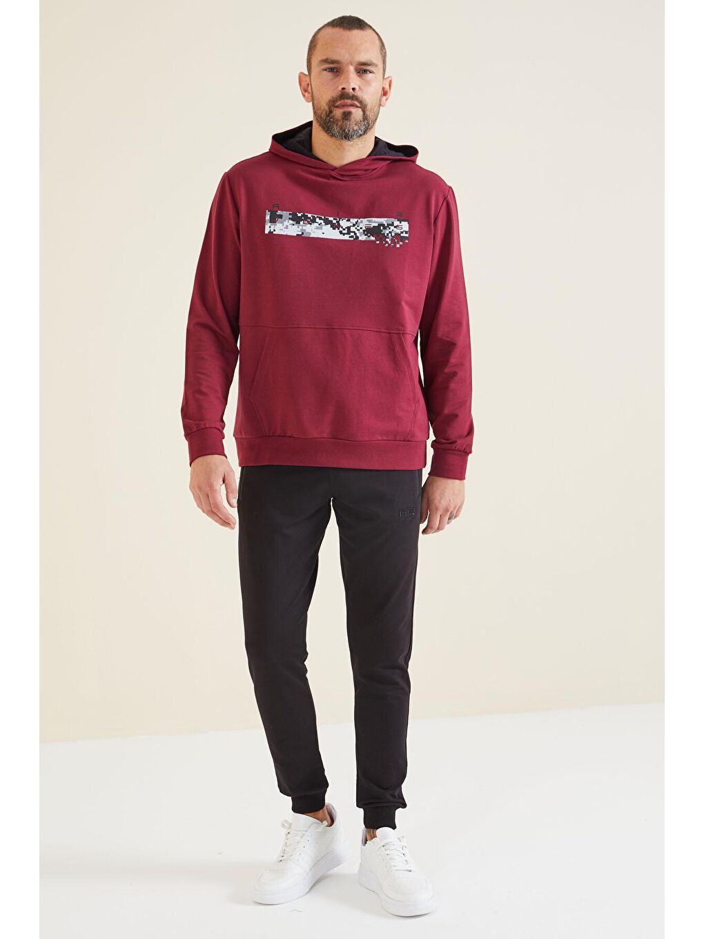 AIR JONES Bordo Dustin Erguvan Baskılı Erkek Sweatshirt - 88136 - 1