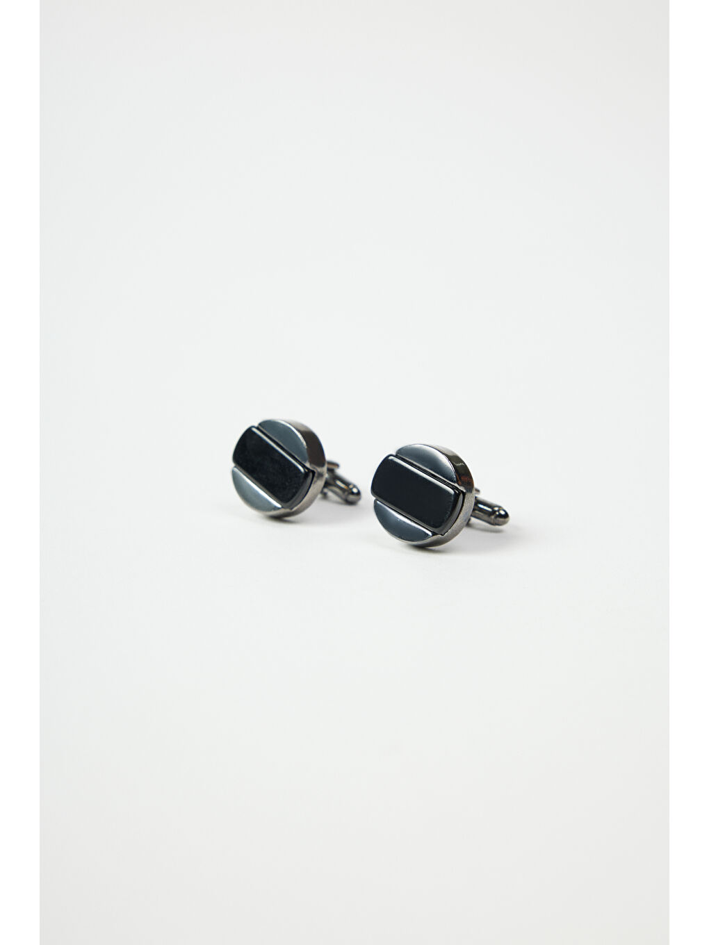 Erkek Siyah-Gri Metal Kol Düğmesi-1