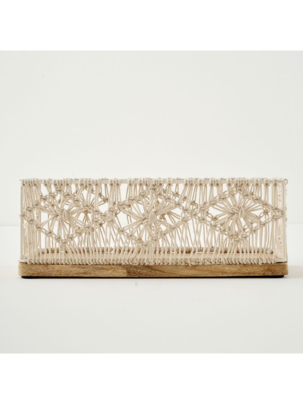 Ekru Sierra Dekoratif Makrome Sepet Krem (35x17x13 cm)