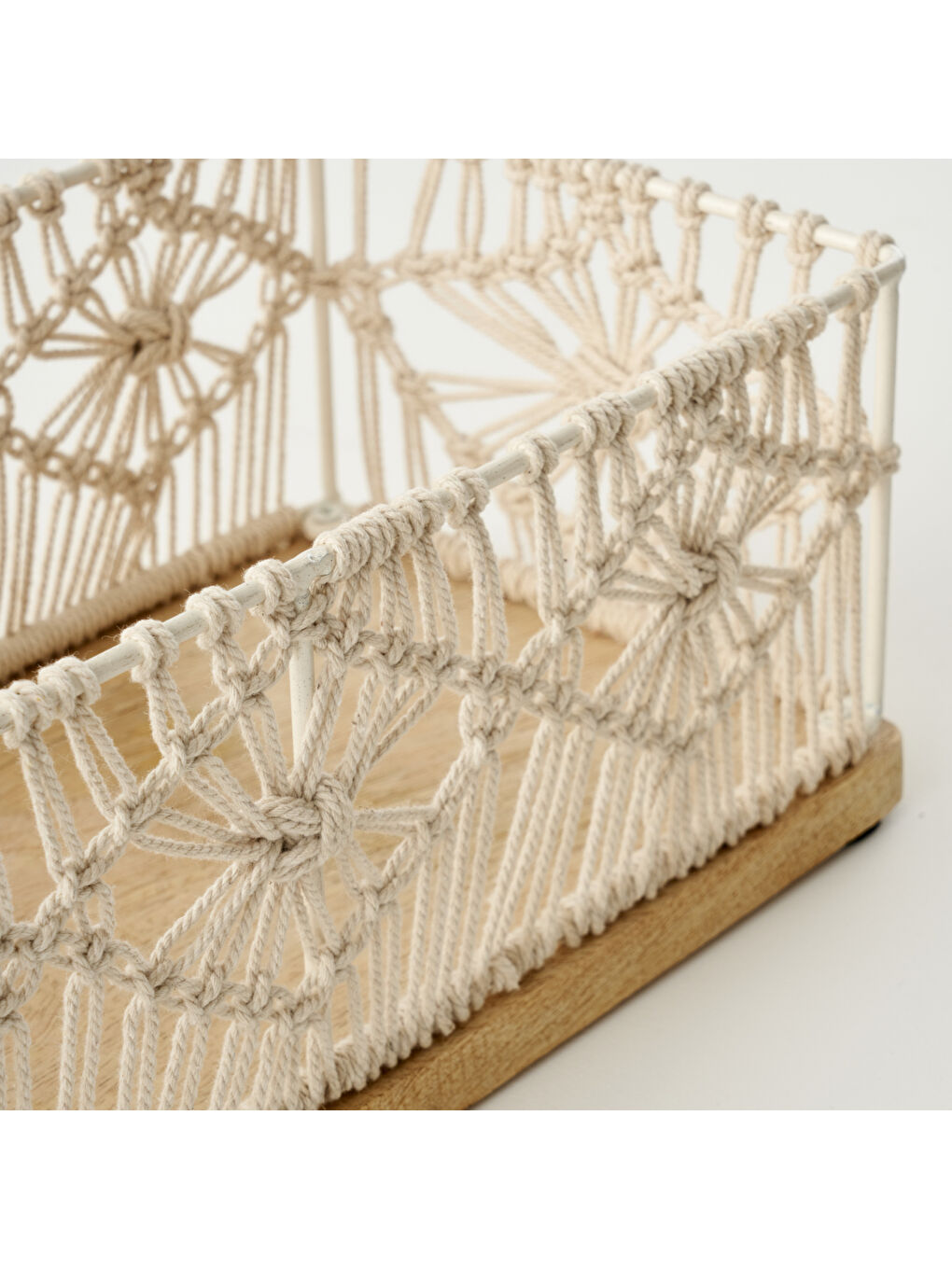 Ekru Sierra Dekoratif Makrome Sepet Krem (35x17x13 cm)-1