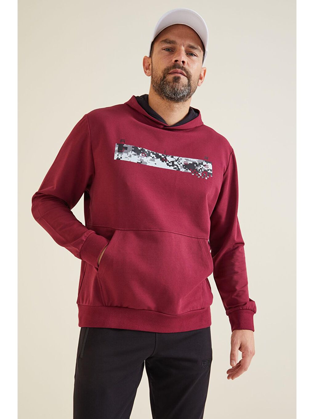 AIR JONES Bordo Dustin Erguvan Baskılı Erkek Sweatshirt - 88136 - 2