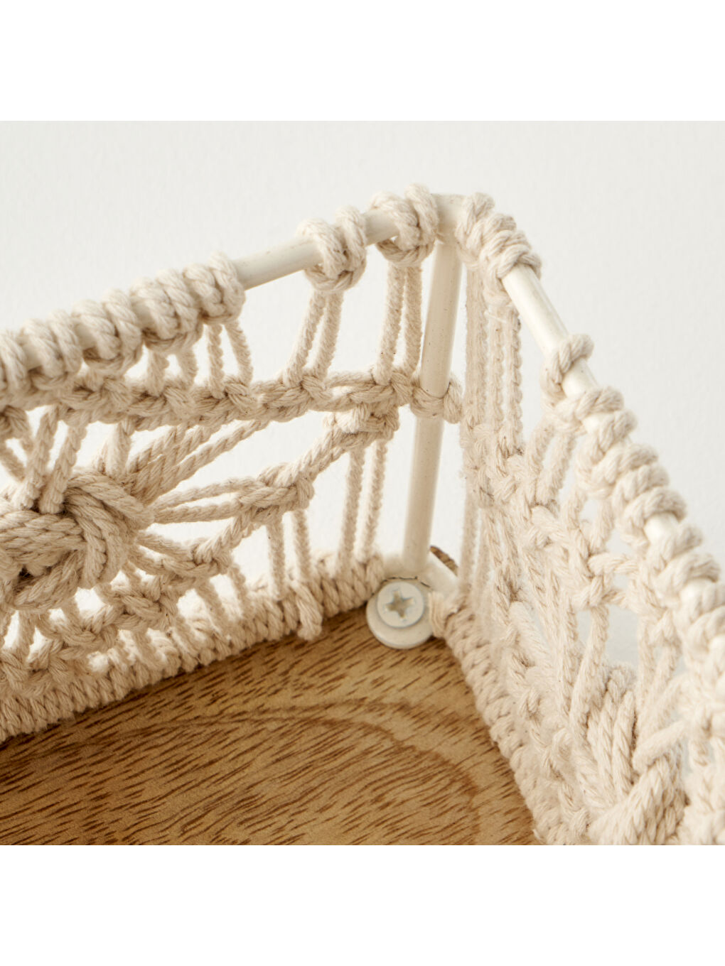 Ekru Sierra Dekoratif Makrome Sepet Krem (35x17x13 cm)-2