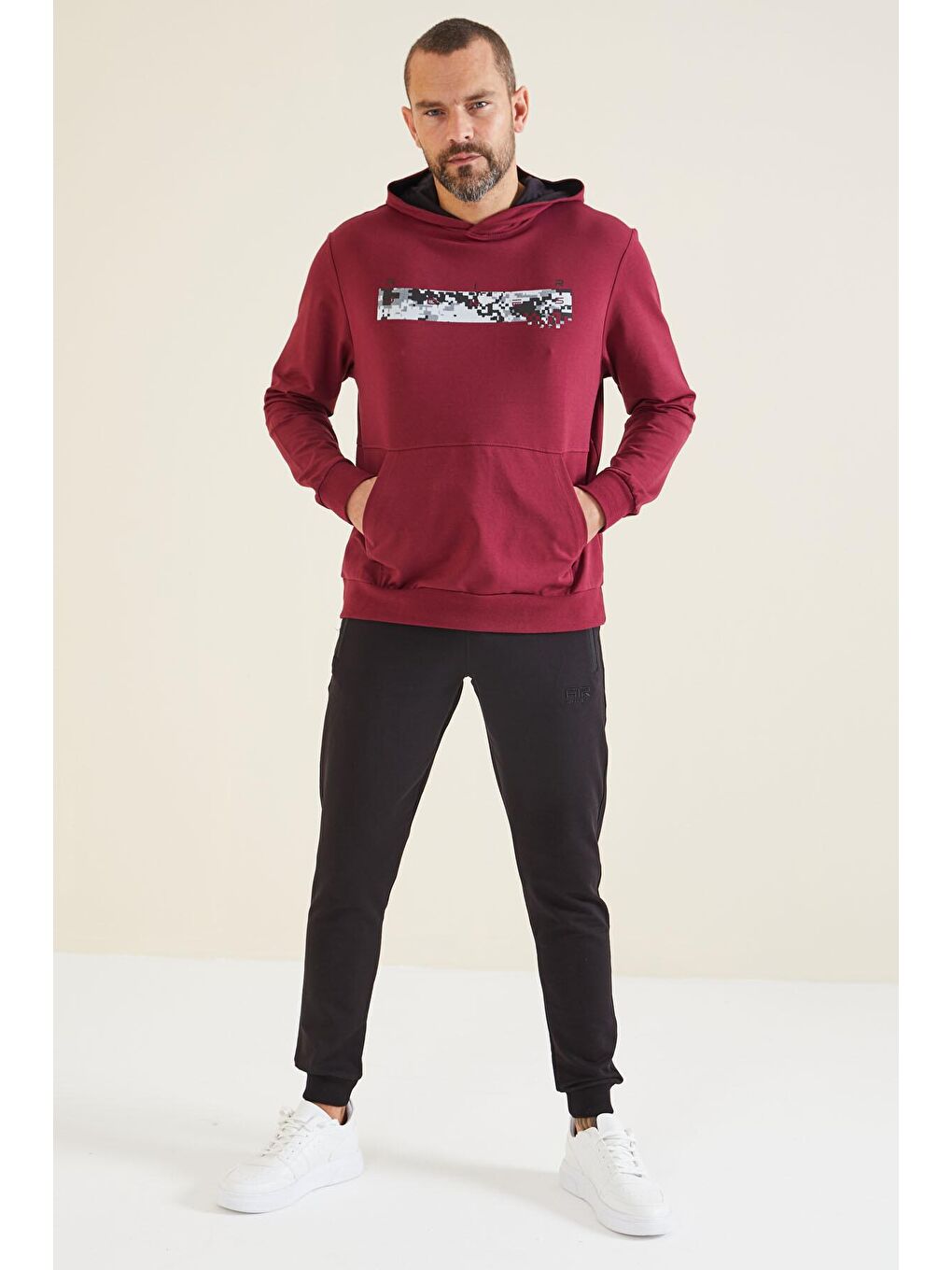 AIR JONES Bordo Dustin Erguvan Baskılı Erkek Sweatshirt - 88136 - 3