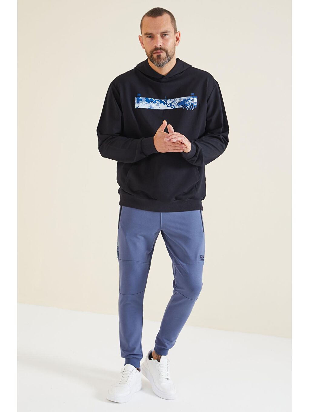 AIR JONES Dustin Lacivert Baskılı Erkek Sweatshirt - 88136