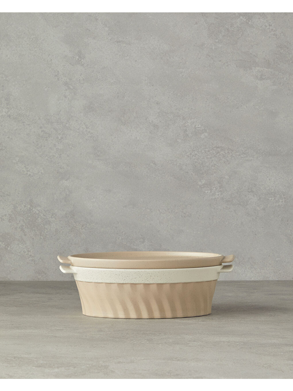 Ekru Pure Stoneware Oval Fırın Tenceresi 28x17,8x8 cm Krem