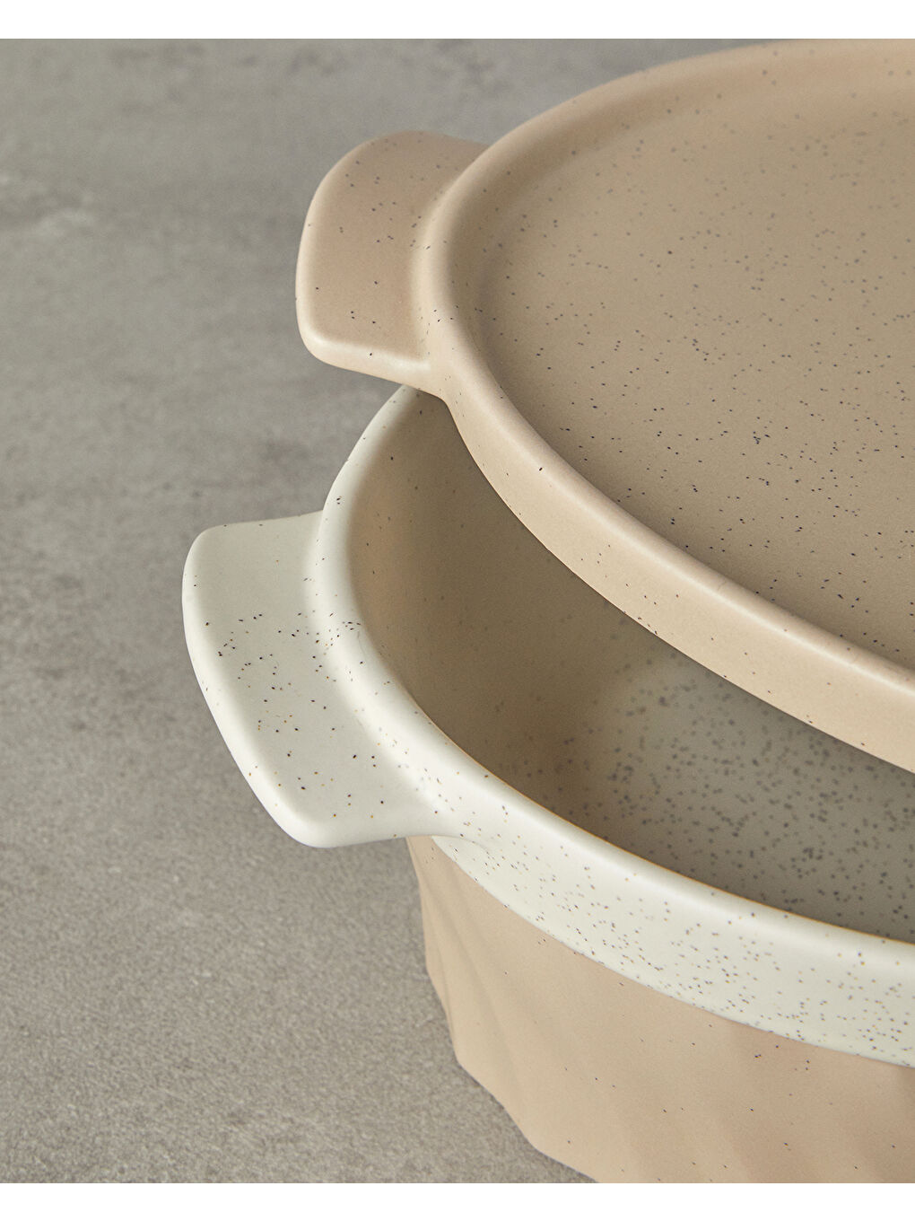 Ekru Pure Stoneware Oval Fırın Tenceresi 28x17,8x8 cm Krem-3