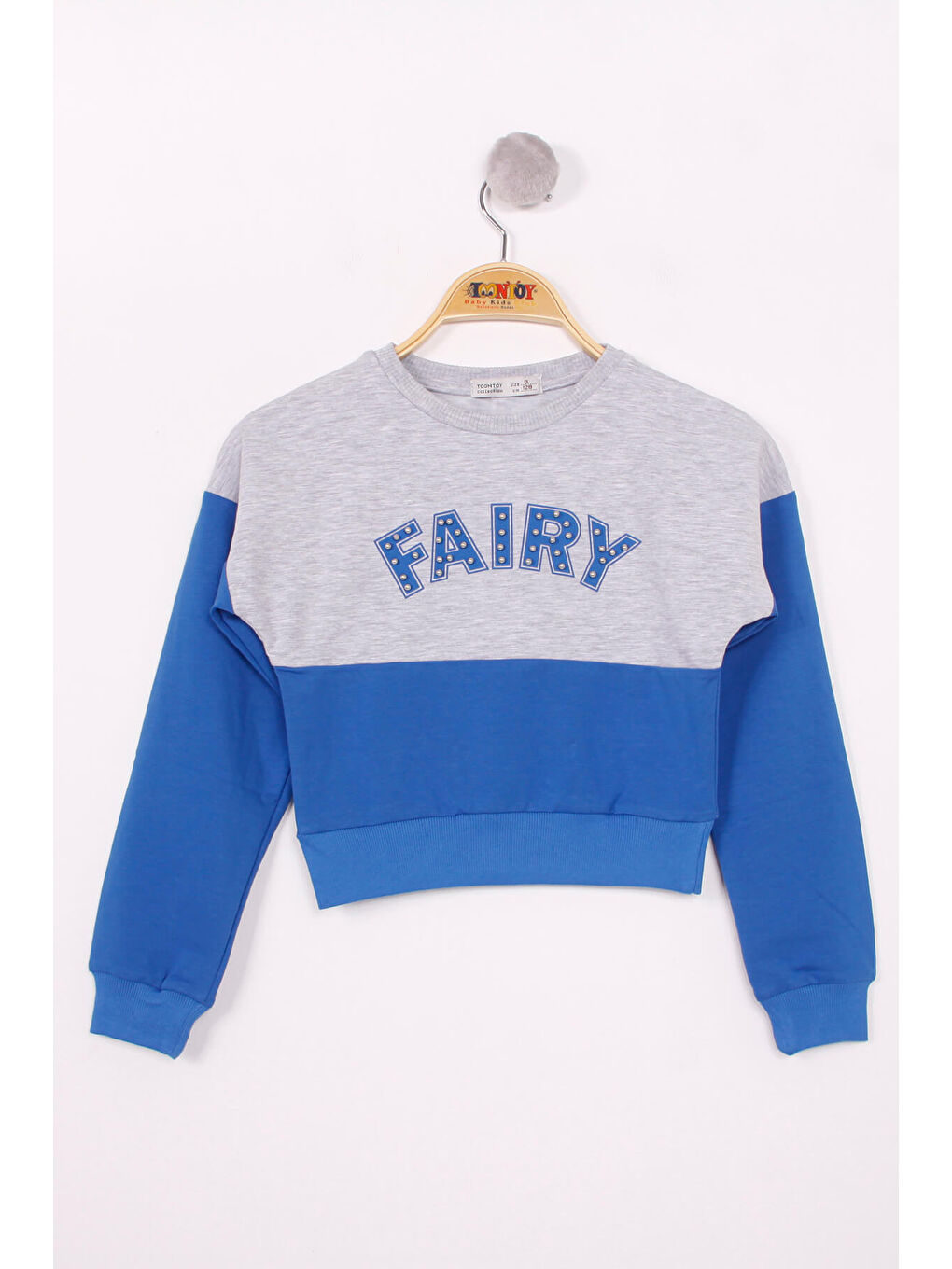 Toontoykids Gri Kız Çocuk Fairy Baskılı Garnili Sweatshirt