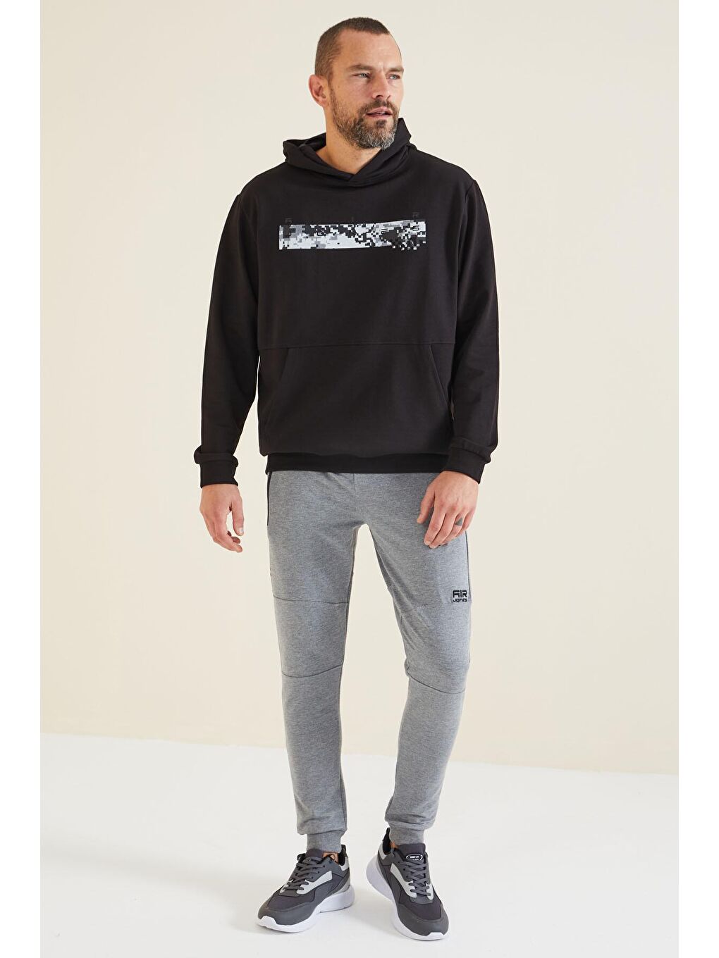 AIR JONES Dustin Siyah Baskılı Erkek Sweatshirt - 88136 - 3