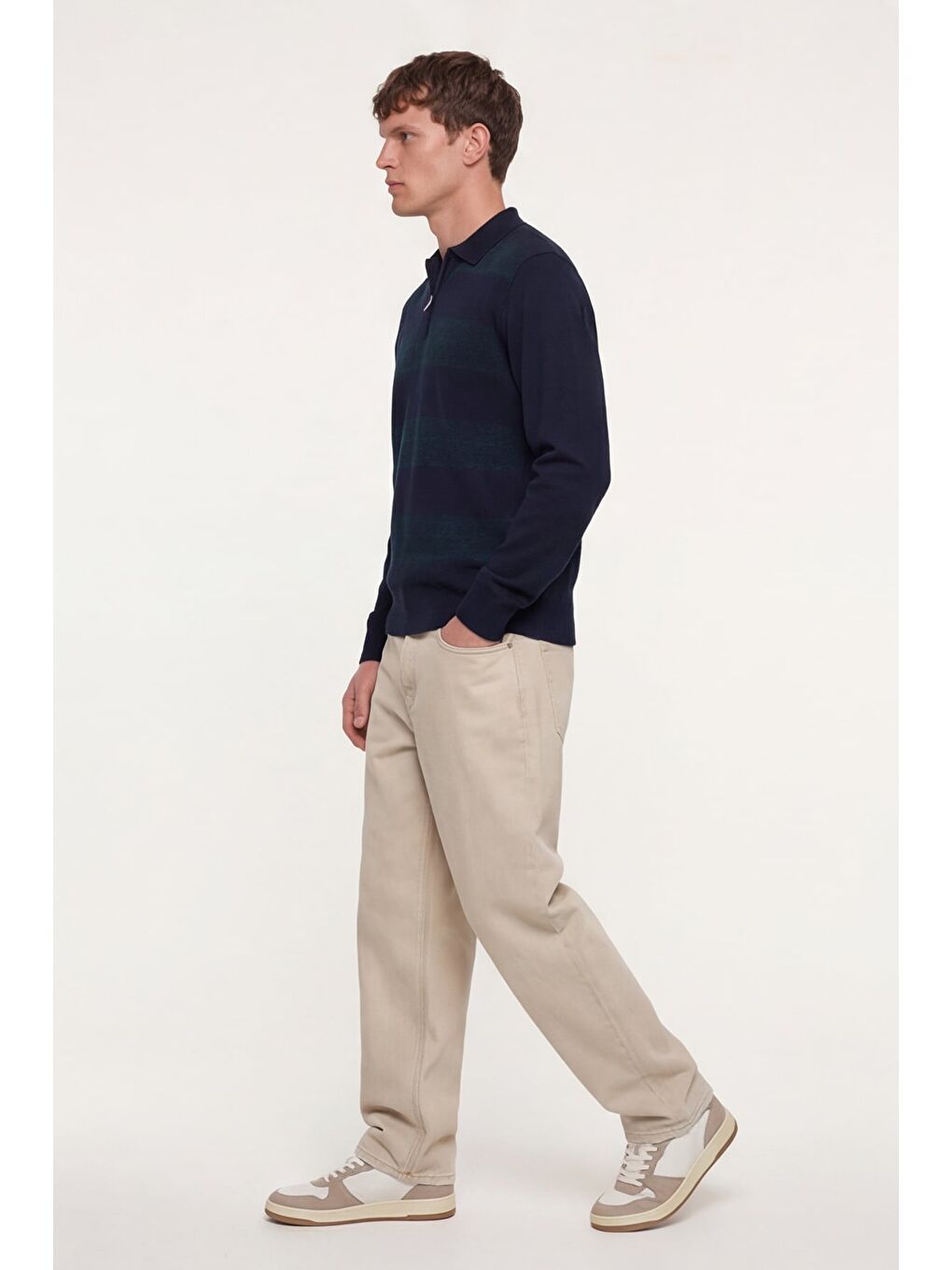 Erkek Lacivert Normal Kesim Regular Fit Yünlü Dokuma Düz Desenli Triko Kazak-2