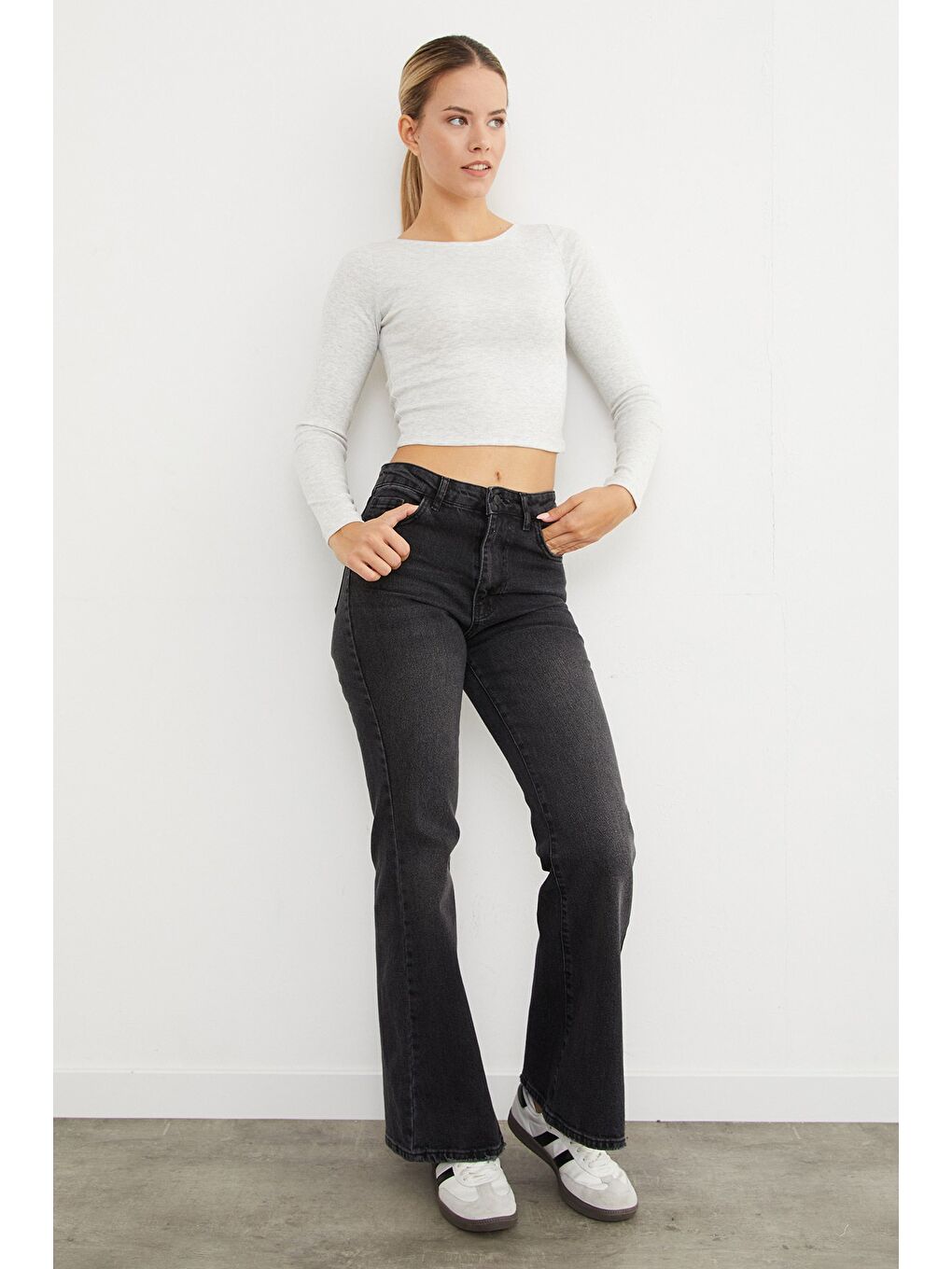 Gri Basic Kayık Yaka Modal Bluz-3