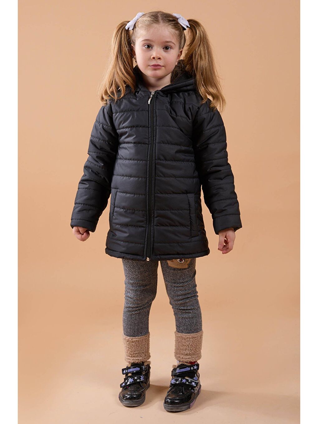 Kız Çocuk Siyah Şişme Mont - 23857-1