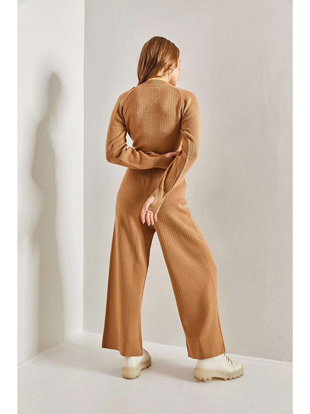 Kahverengi Kadın Beli Lastikli İkili Takım-2