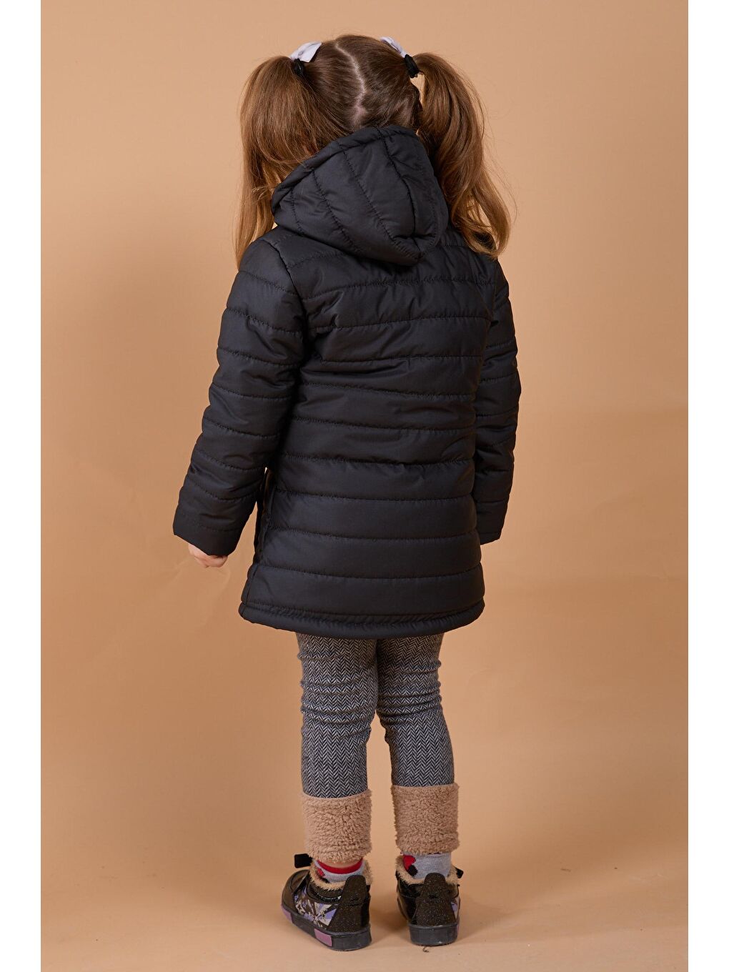 Kız Çocuk Siyah Şişme Mont - 23857-3