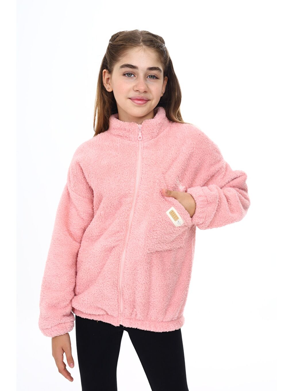 Toontoykids Pembe Kız Çocuk Nakışlı Pelüş Hırka