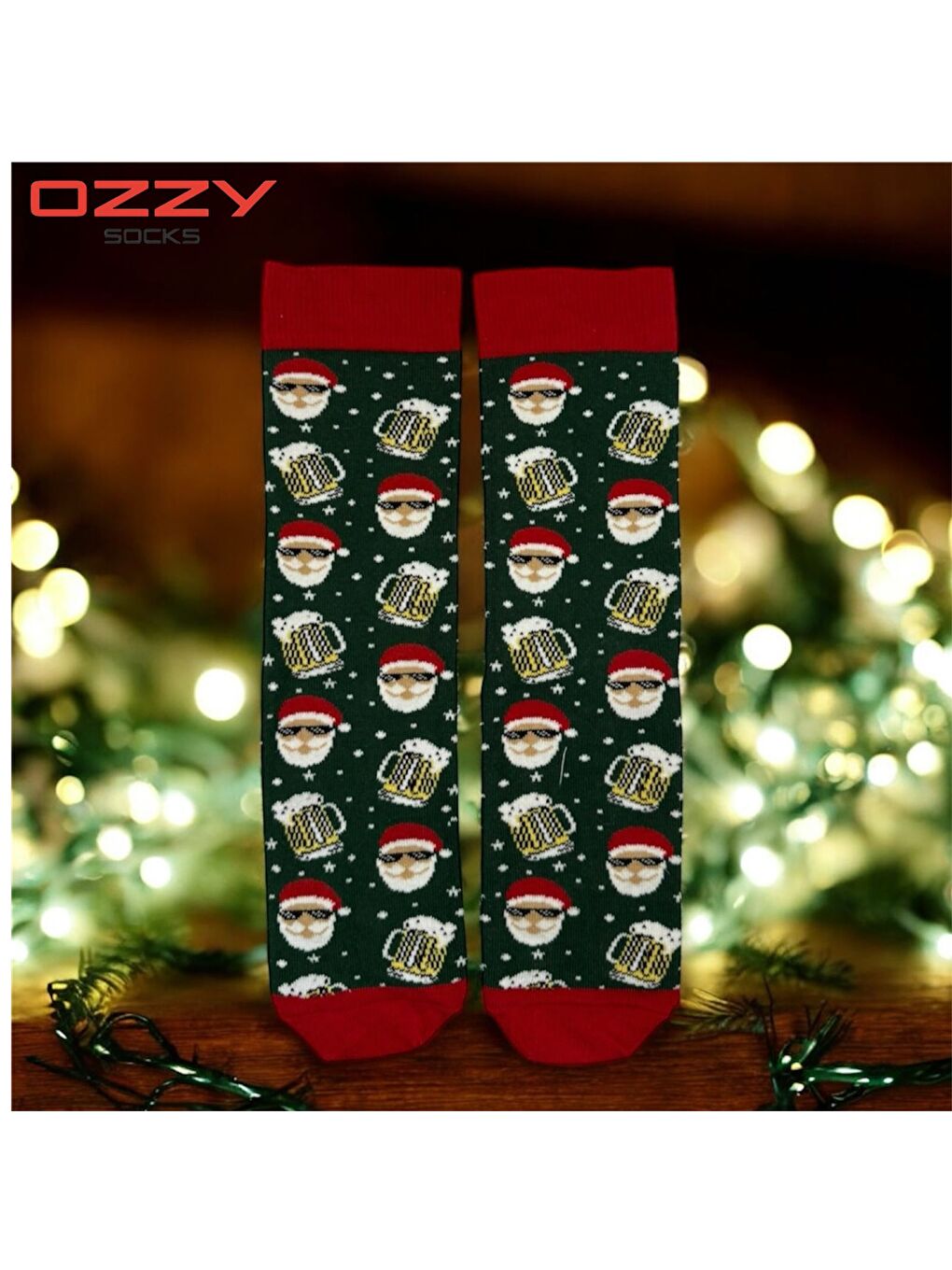 Yeşil Unisex Yılbaşı Çorap 3 Çift-3