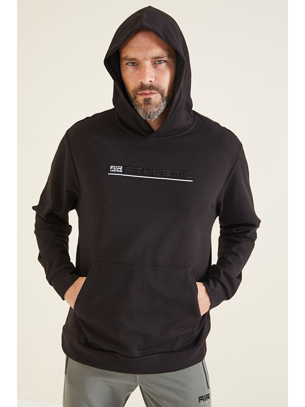 Pierce Siyah Kapüşonlu Erkek Sweatshirt - 88132-4