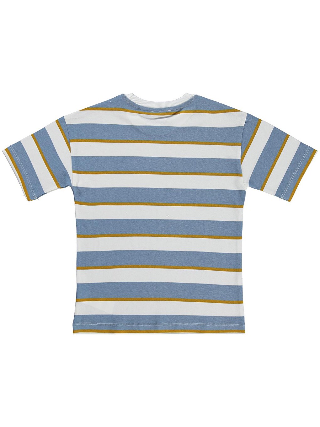 İndigo Boys Basic Dokulu Çizgili 6-9 Yaş Tişört - Mavi-1