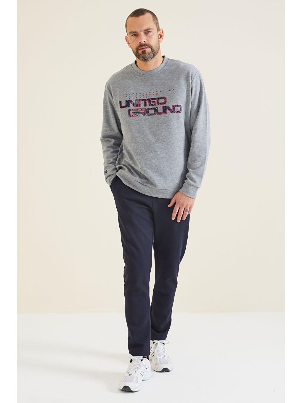 Rufus Gri Melanj O Yaka Erkek Sweatshirt - 88127-3