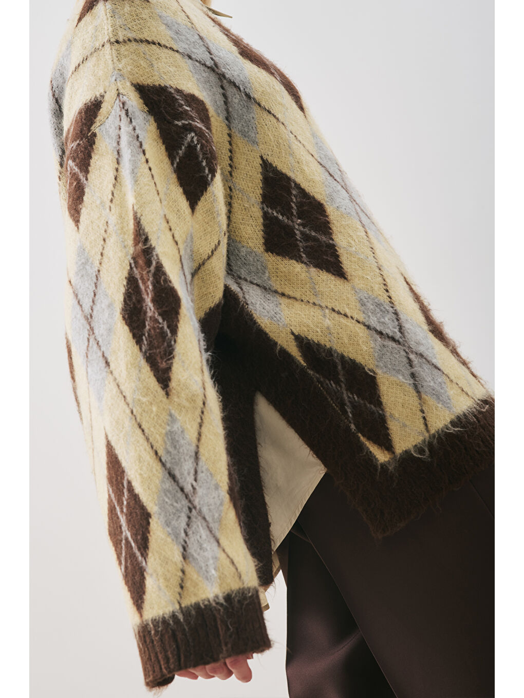 Baklava Desenli Triko Kazak Mavi-5