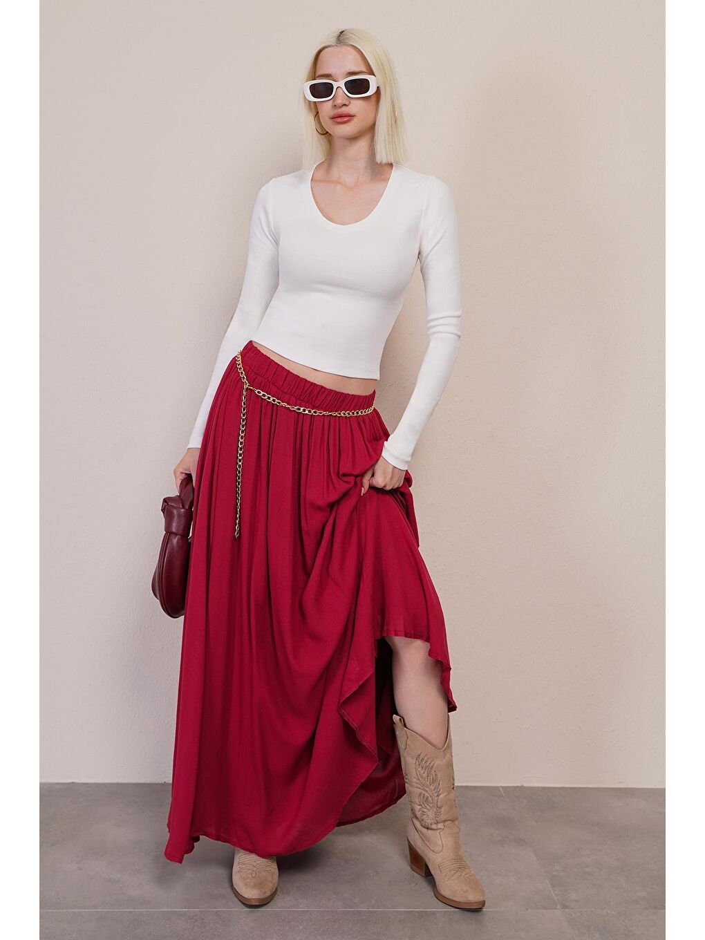 Beyaz V Yaka Uzun Kollu Kaşkorse Body Mg2192-6