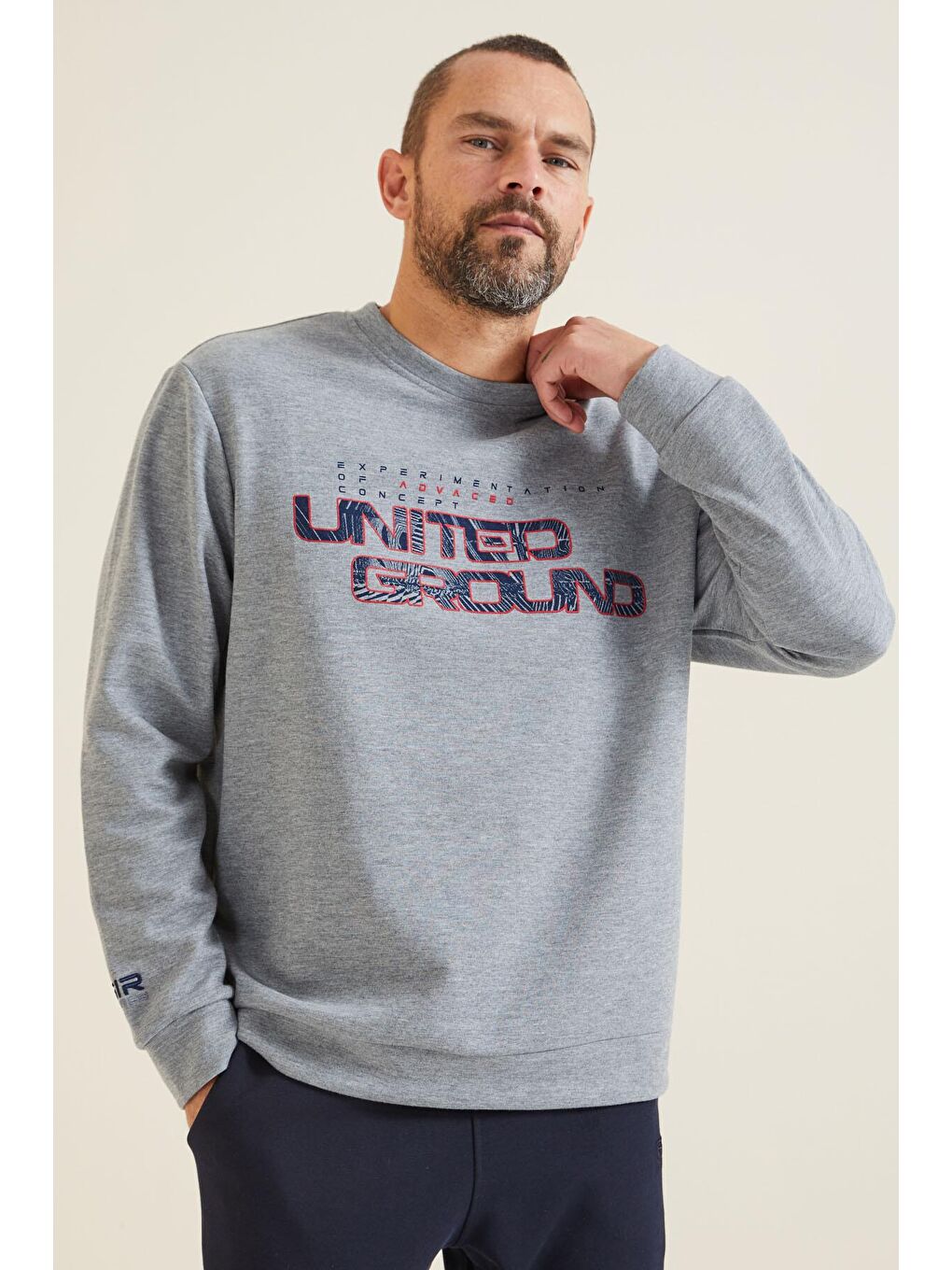 Rufus Gri Melanj O Yaka Erkek Sweatshirt - 88127-4