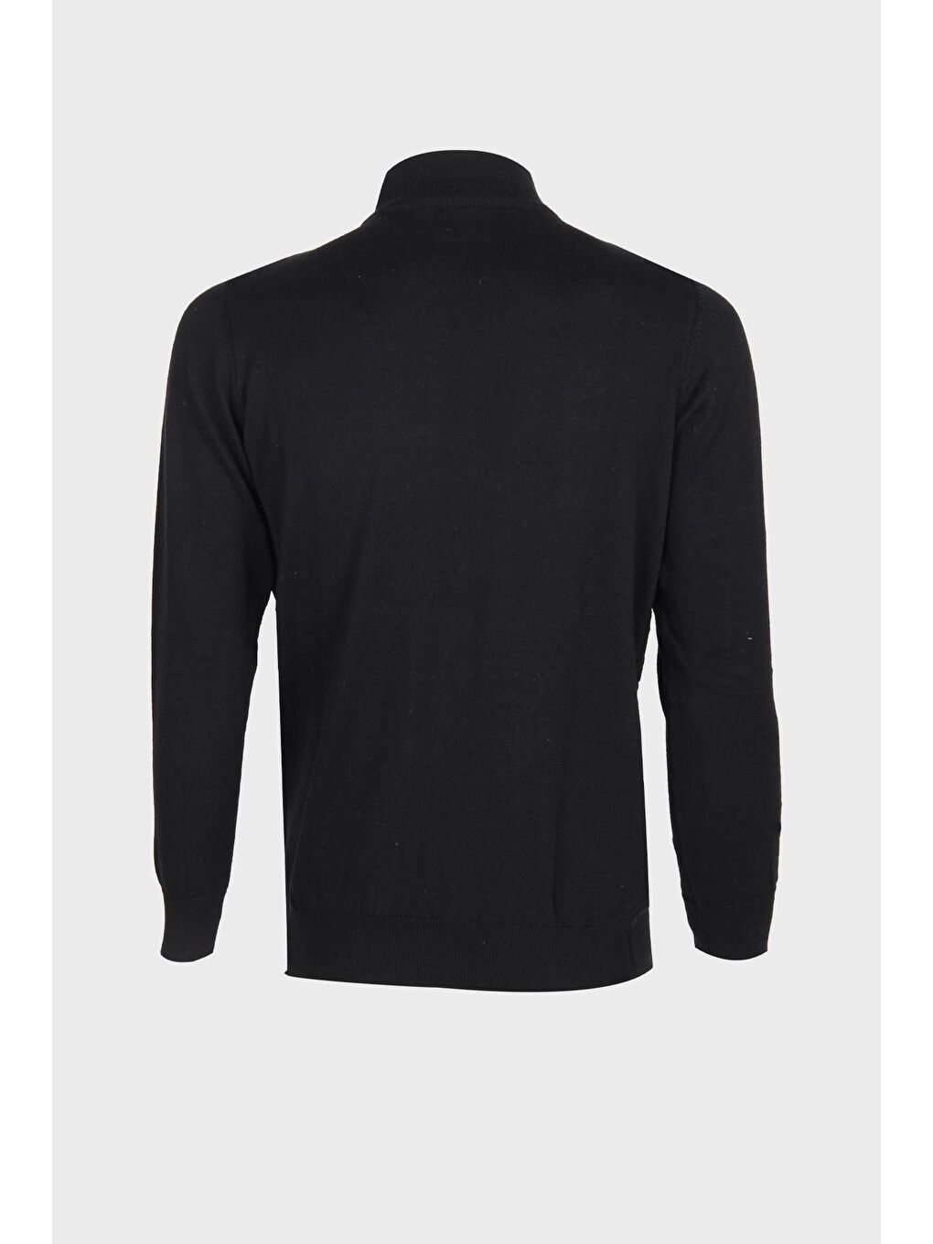 Siyah Dar Kalıp Yarım Balıkçı Desenli Uzun Kollu Triko-1