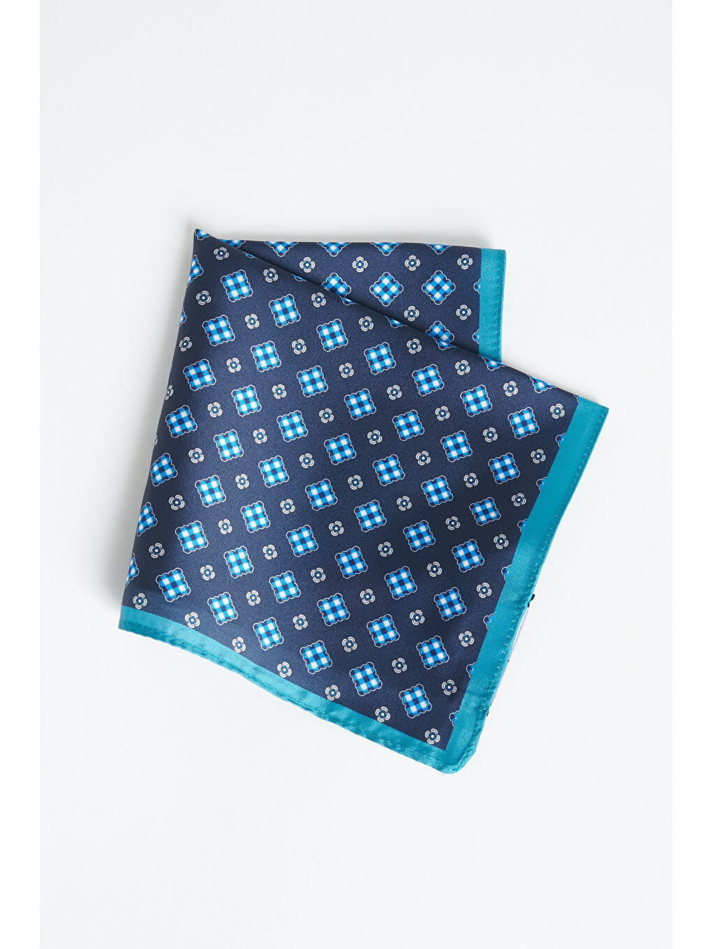 Erkek Lacivert-Turkuaz Desenli Mendil