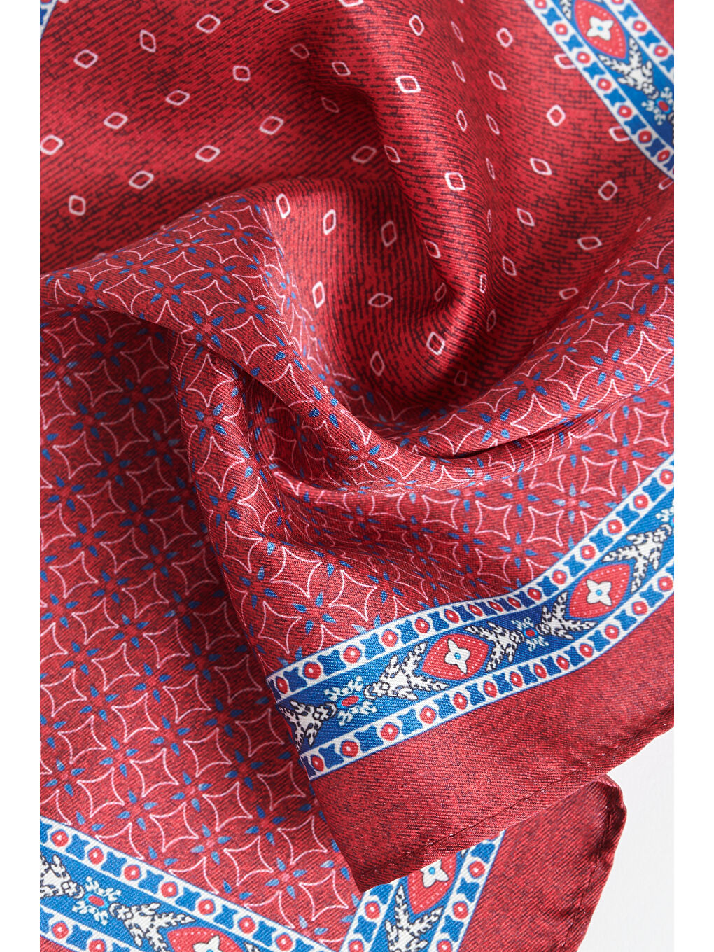 Erkek Bordo-Mavi Desenli Mendil-1