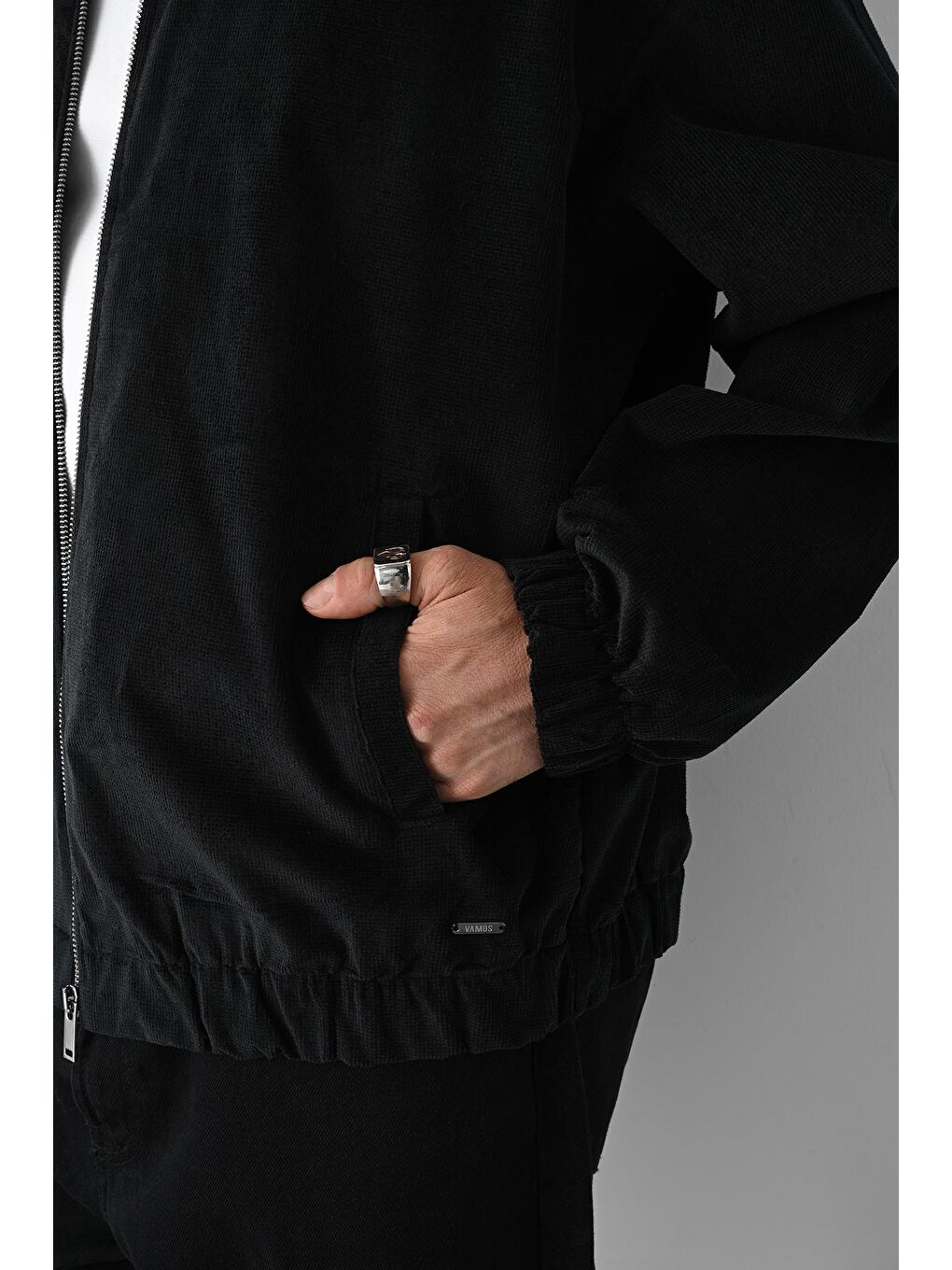 Siyah Fermuarlı Oversize Ceket-3