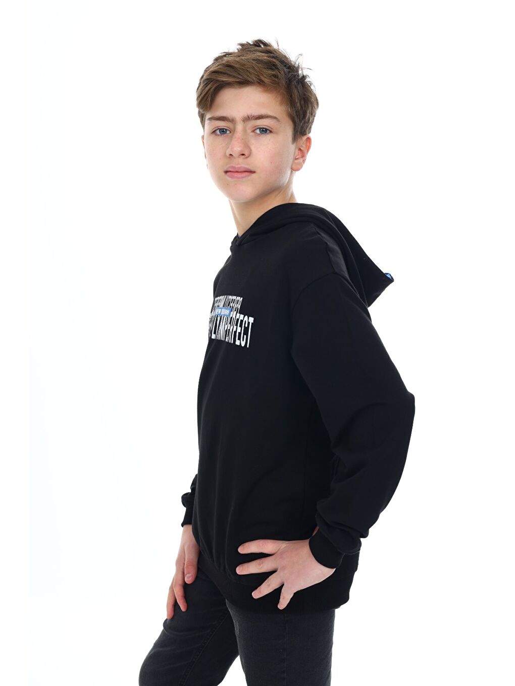 Siyah Erkek Çocuk Baskılı Sweatshirt-1