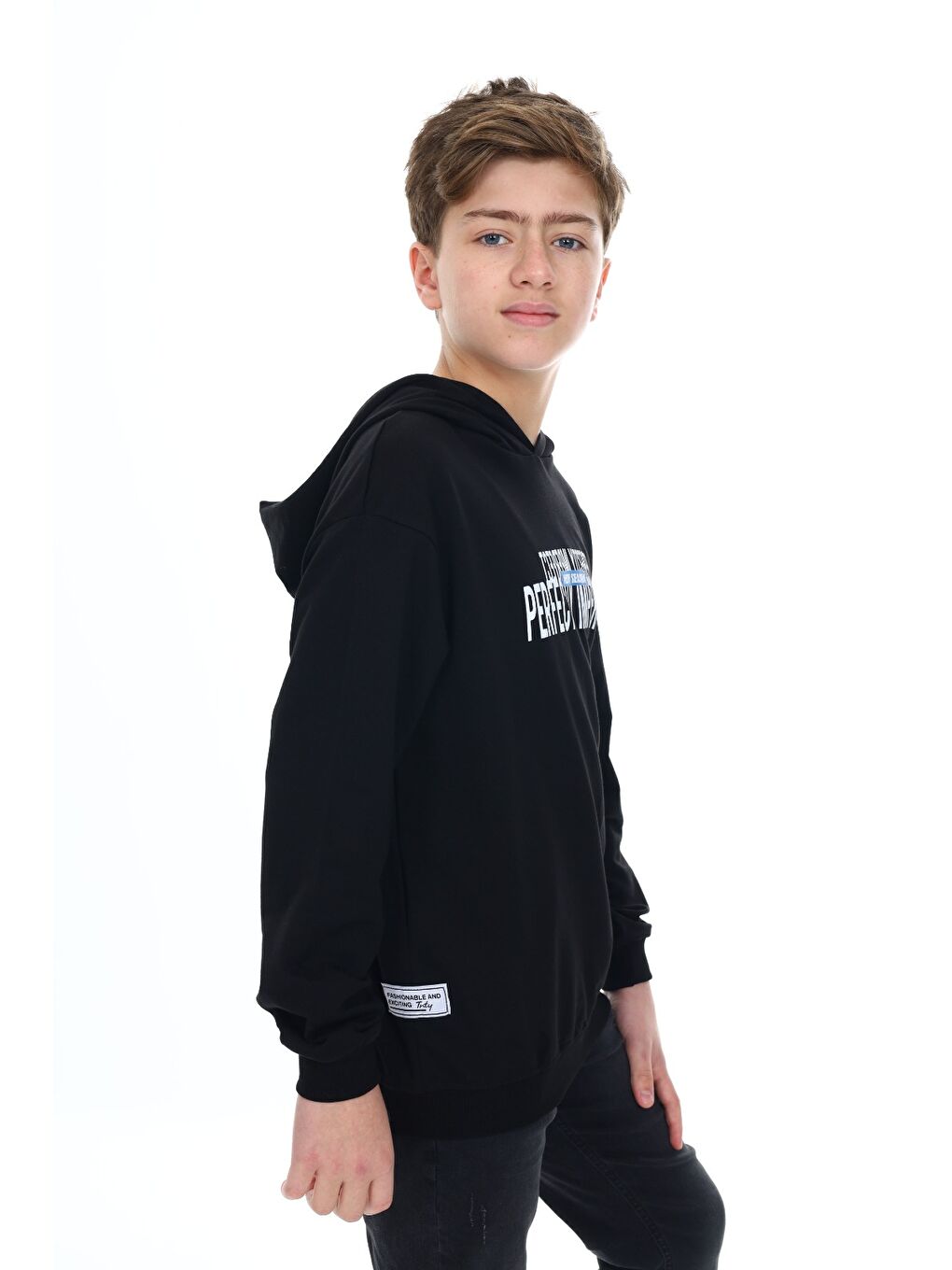 Siyah Erkek Çocuk Baskılı Sweatshirt-2