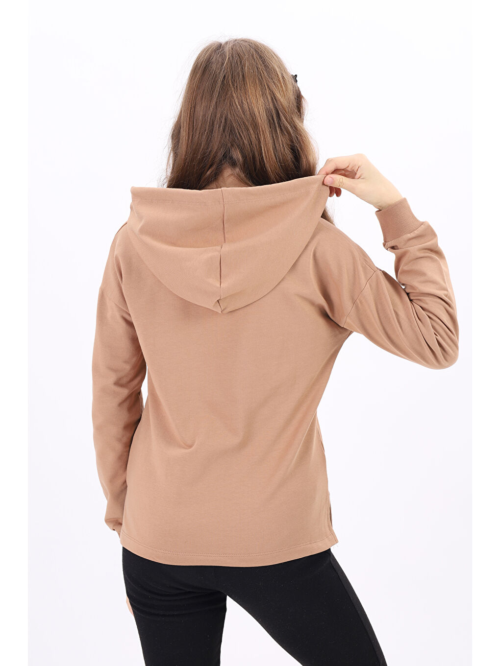 Kahverengi Kız Çocuk Nakışlı Sweatshirt-1