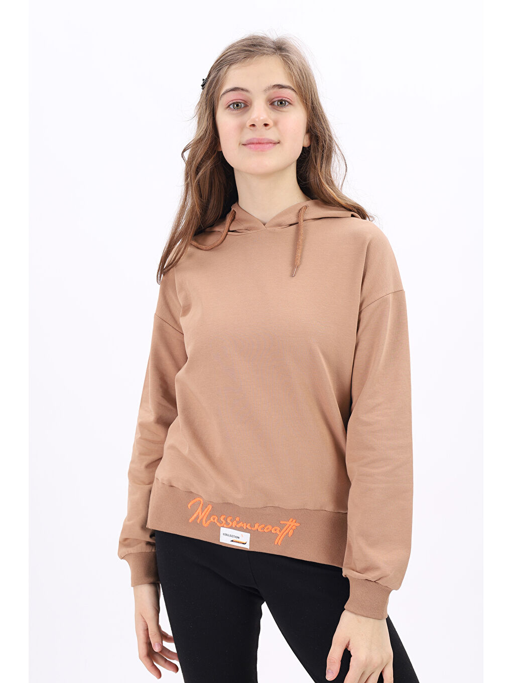 Kahverengi Kız Çocuk Nakışlı Sweatshirt-3