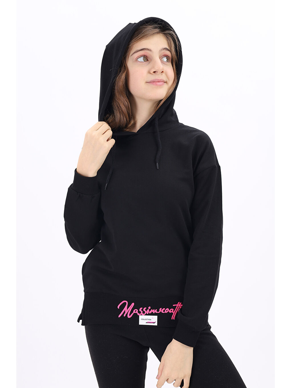 Siyah Kız Çocuk Nakışlı Sweatshirt