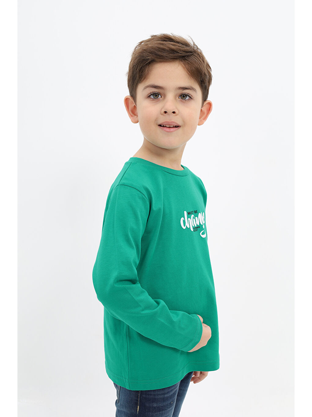 Yeşil Erkek Çocuk Baskılı Tişört-2