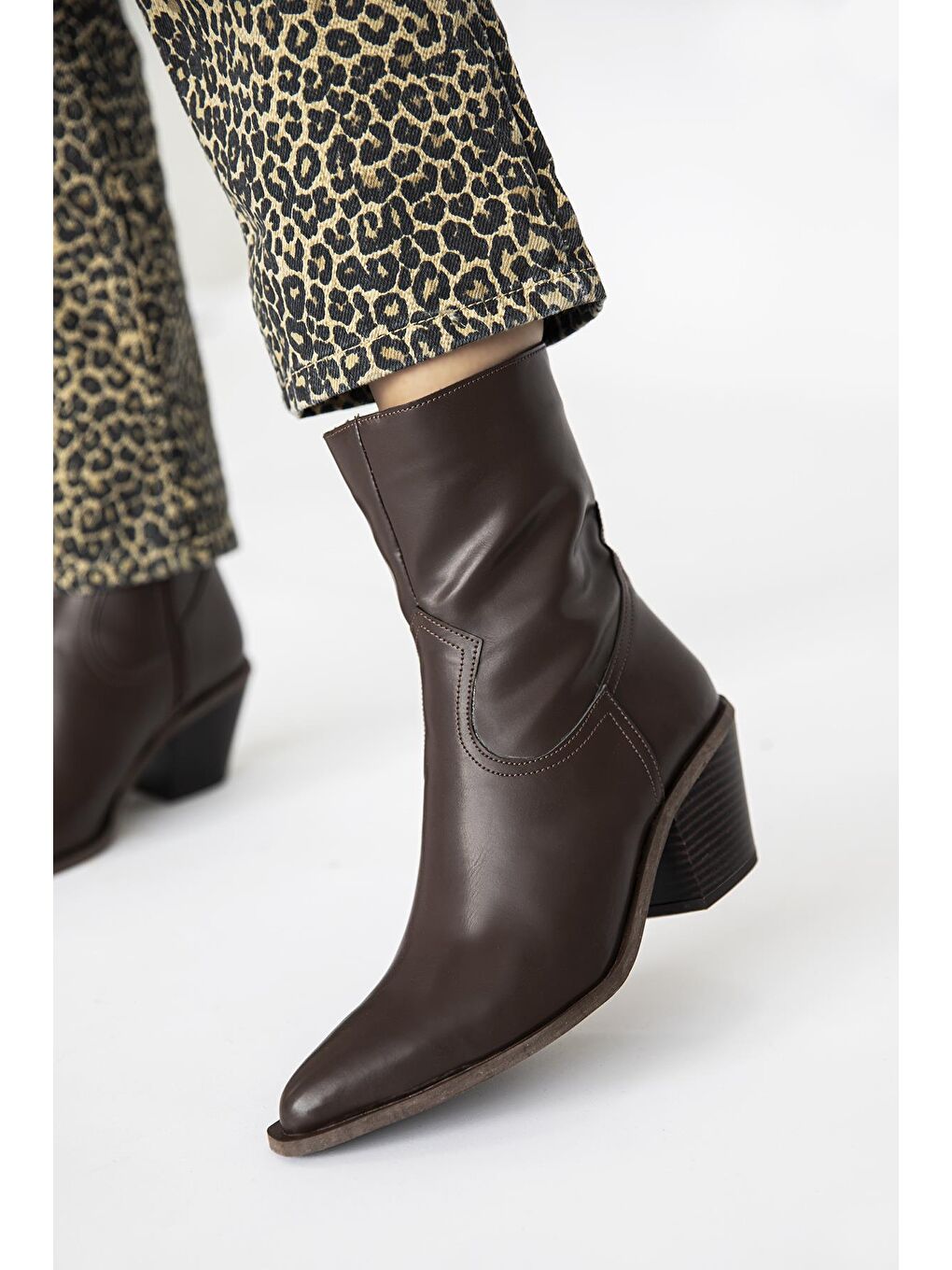 Kahverengi Jose Kadın Deri Topuklu Bot Kahve-1
