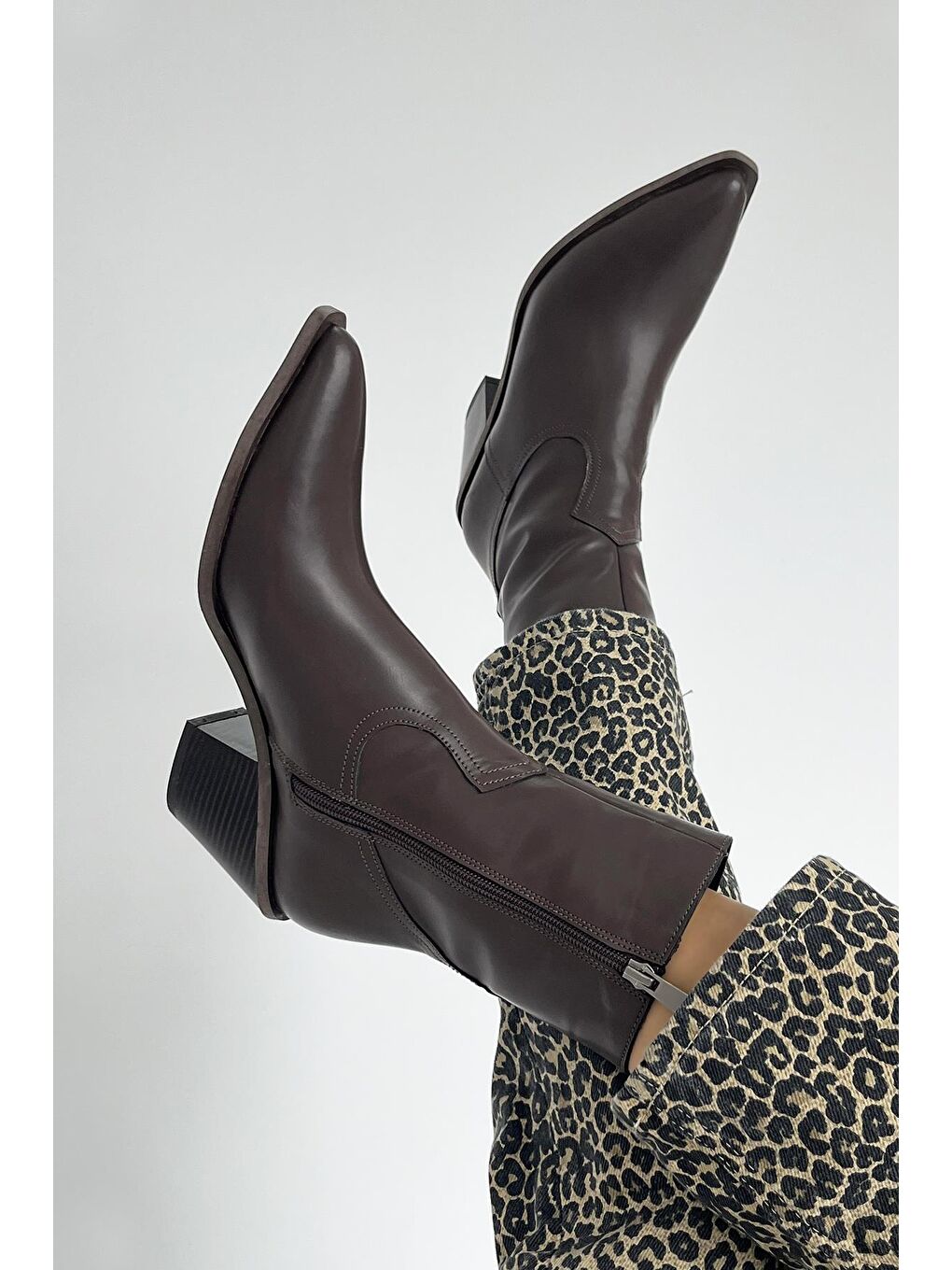 Kahverengi Jose Kadın Deri Topuklu Bot Kahve-2