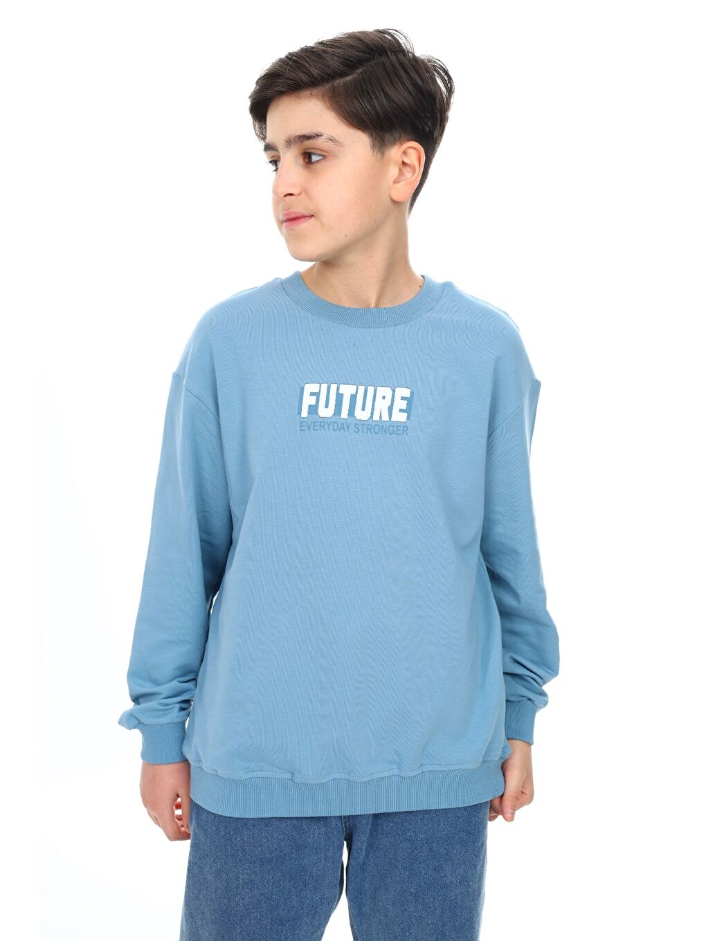 Mavi Erkek Çocuk Baskılı Sweatshirt-1