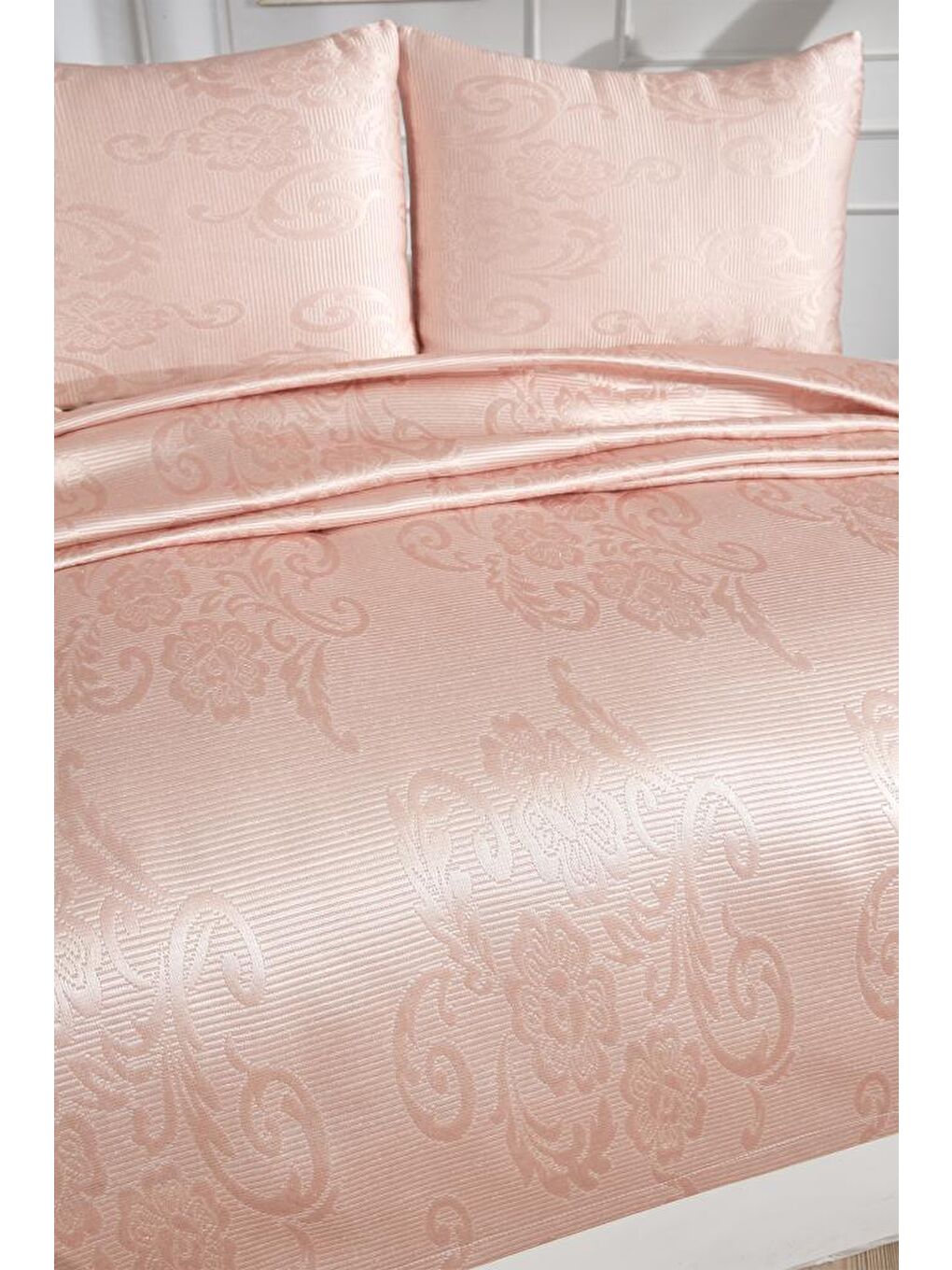 Karışık Lale Çift Kişilik Yatak Örtüsü Pudra-2