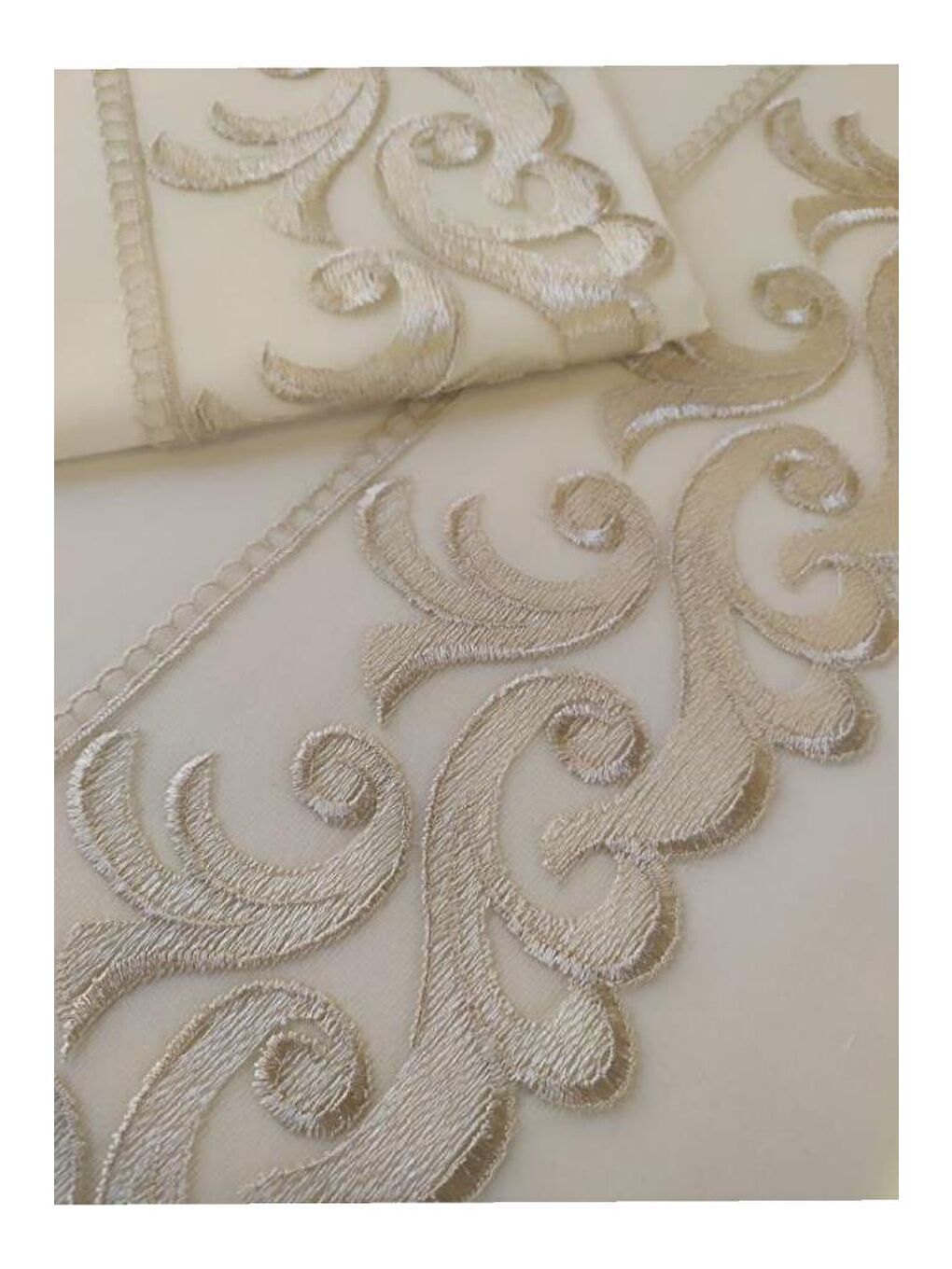 Karışık Fransız Güpürlü Belinda Nevresim Takımı 6 Parça Krem Cappucino-2