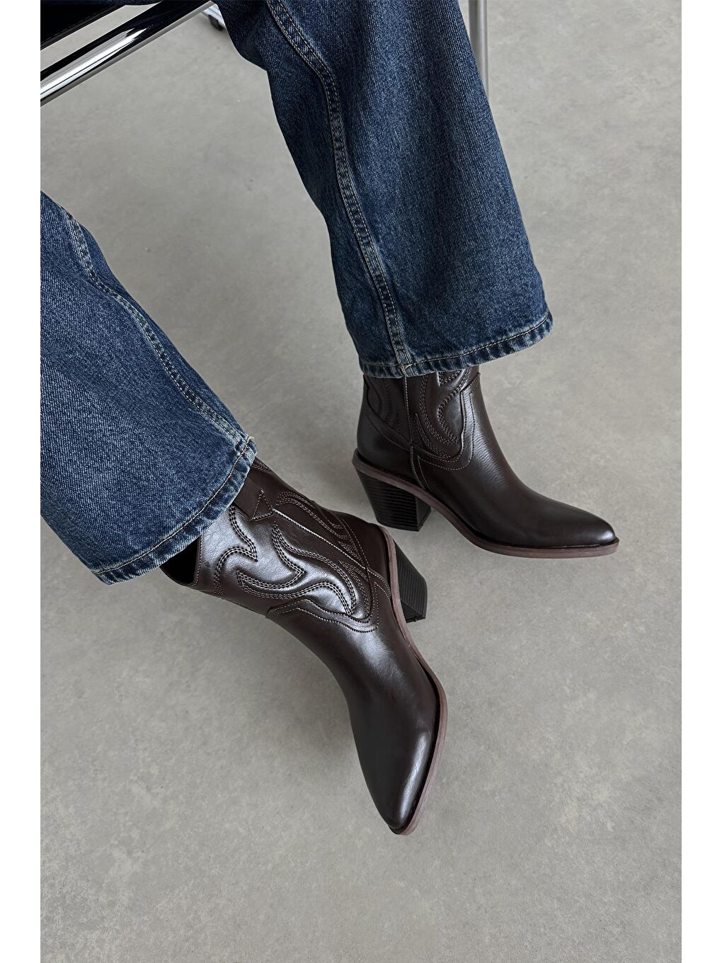 Kahverengi Hadley Kadın Kırışık Deri Topuklu Bot Kahve-1