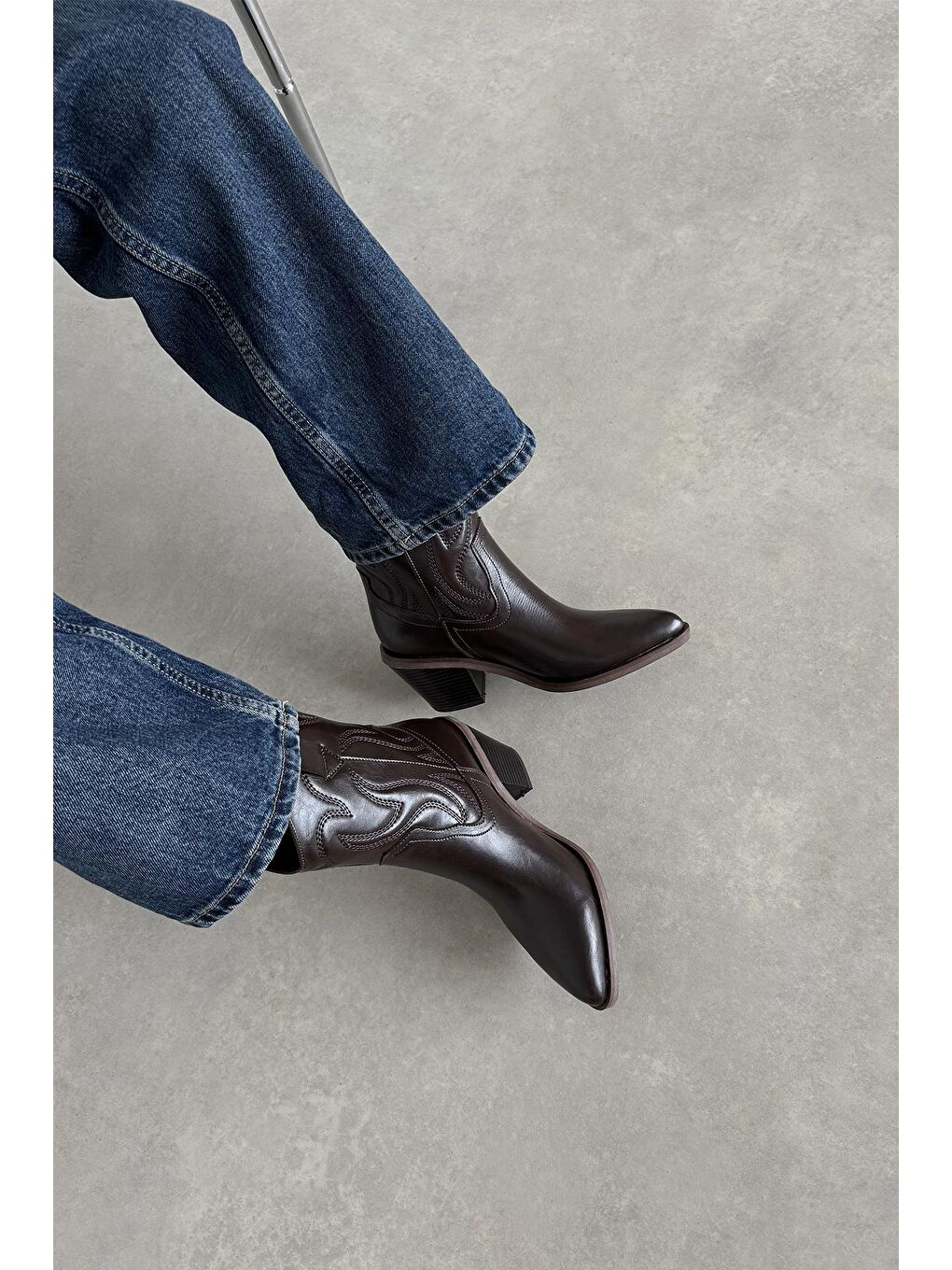 Kahverengi Hadley Kadın Kırışık Deri Topuklu Bot Kahve-2