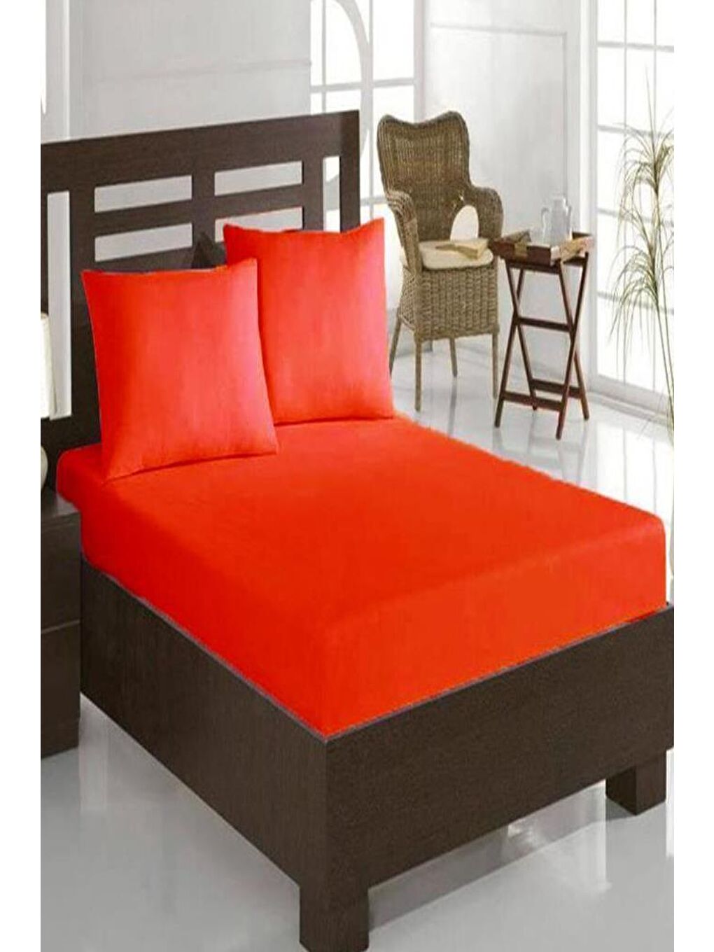 Penye Tek Kişilik Lastikli Çarşaf Kırmızı-1