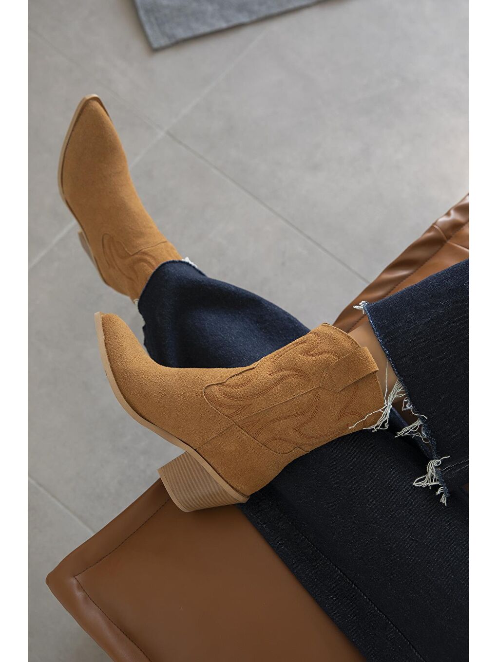 Kahverengi Hadley Kadın Süet Topuklu Bot Taba-1