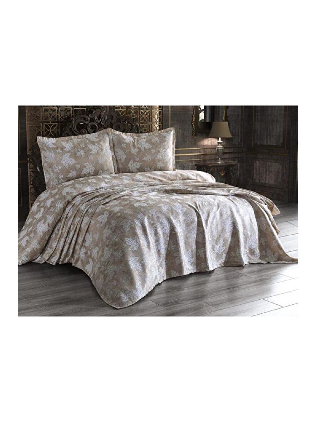 Sarı Çınar Jakarlı Yatak Örtüsü Gold-5