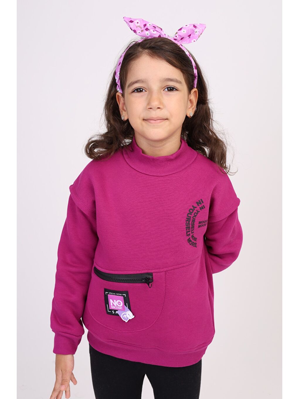 Mürdüm Kız Çocuk Baskılı Sweatshirt